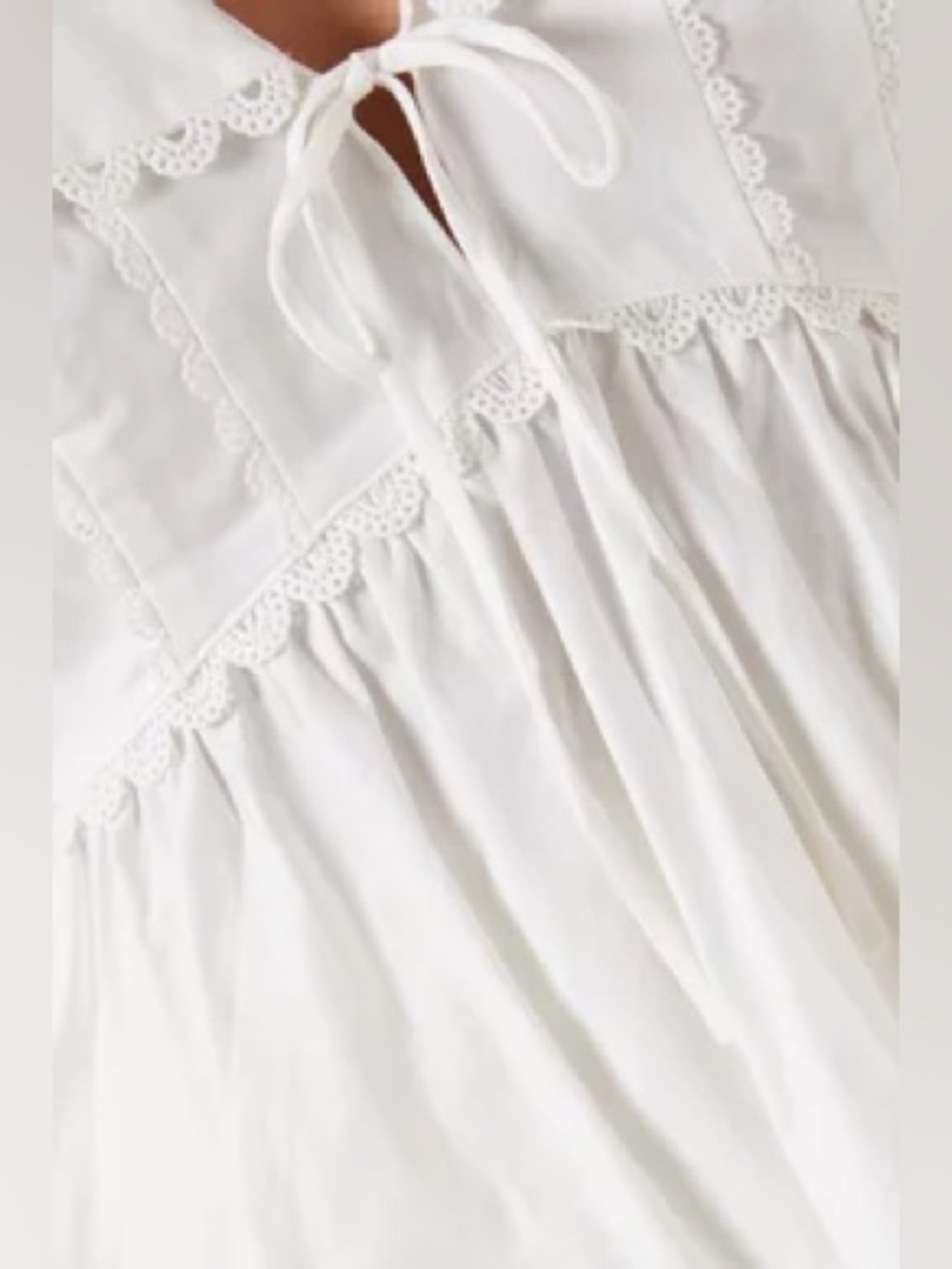 NEW Reformation Renna Top, lace sailor collar, white cotton poplin, size 4 - Picture 8 of 16